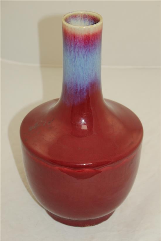 A Chinese flambe bottle vase, 33cm